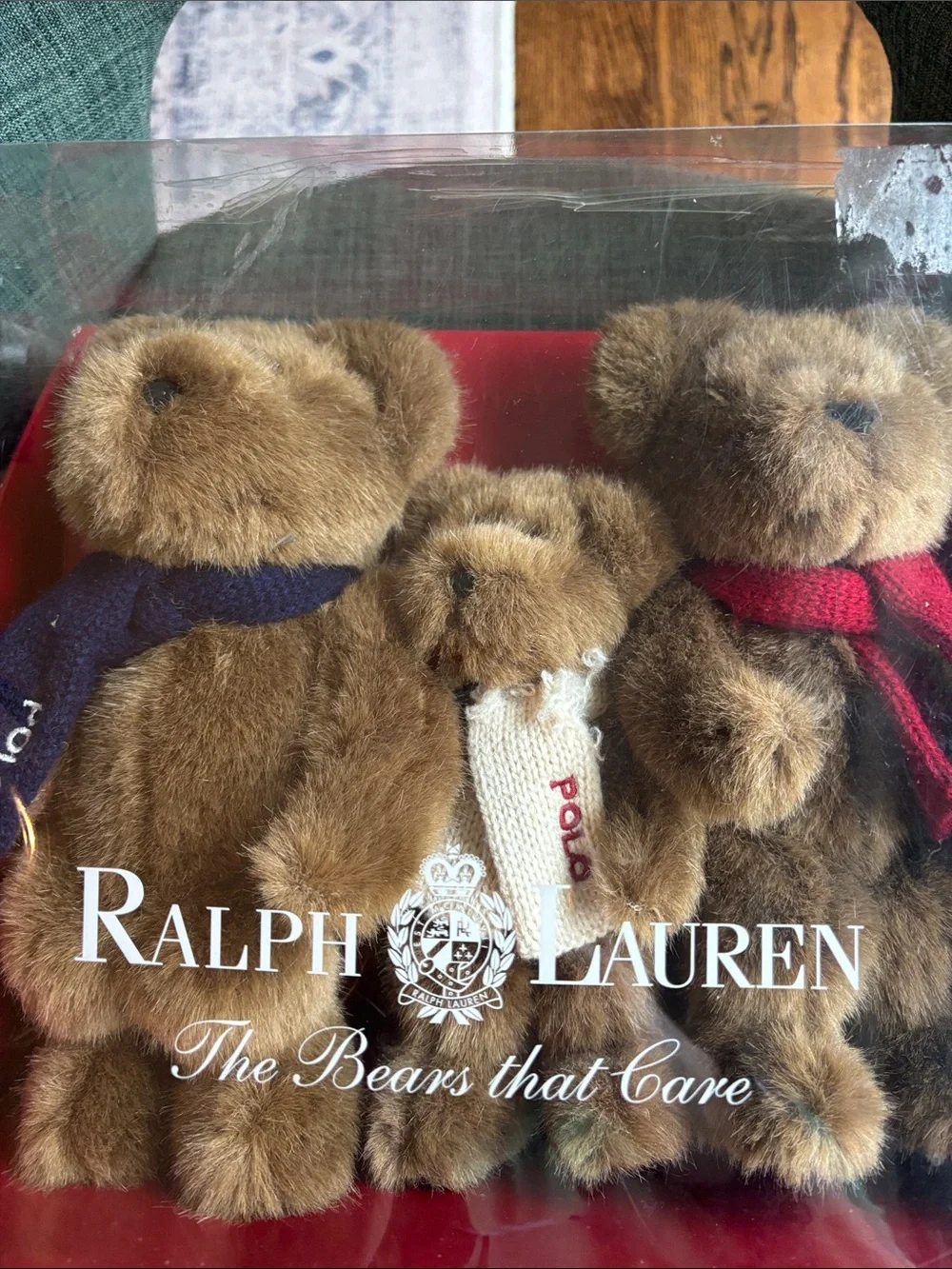 Ralph Lauren Vintage Polo Bear Set of 3 stuffed animals winter holiday 2001 READ